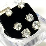 BLING Set of 3 Round Cubic Zirconia Stud Earrings in Ice Cube Gift Box 6mm - 10mm (Lg)