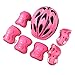 Adjustable Protective Helmet Kids Protective Gear Knee Elbow Pads Wrist Guard Outdoor Sports Safety Bike Scooters Skateboards (Pink)