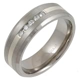Image of Titanium & Silver TI4781-7 5x3p Five 3pt Diamond Set Ring