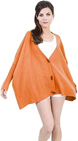 Women Half Sleeve Shawl Collar Batwing Open Cardigan (orange)