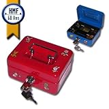 Caisse à Monnaie, 12,5 cm, Tirelire pour enfant avec motifs, Couleur rouge ou bleu HMF