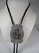 Diamondcut Three Crosses Enamel Pewter  Religious Bolo Tie