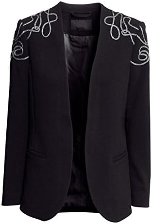 H.Dyee Women's Fashion Black Formal Office Smart Suit Blazer Black M