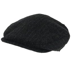 New Wool Pinstripe Ivy Golf Driver Cabbie Hat Cap Black Medium Large