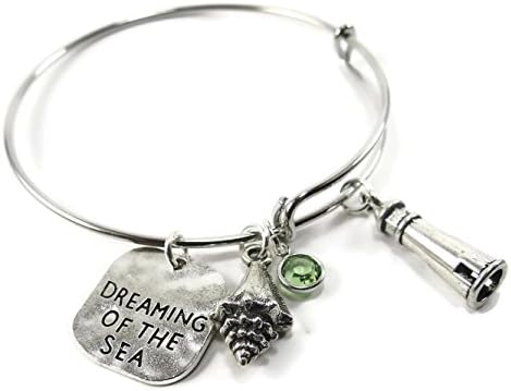 Lizix26 Nautical Bangle,Sea Ocean Lover,Lighthouse Adorable Silver Expandable bracelet, Antique Silver Tone Charms