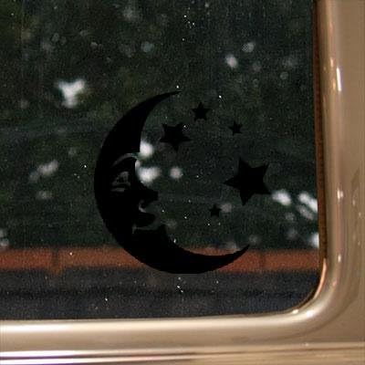 Adhesive Vinyl Decor Wall Car Auto Die Cut Vinyl Decal Bike Laptop Notebook Home Decor Window Macbook Black Moon And Stars
