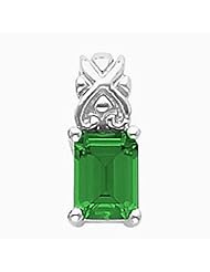 14K White Gold Emerald Cut Chatham Created Emerald Pendant -- LIFETIME WARRANTY
