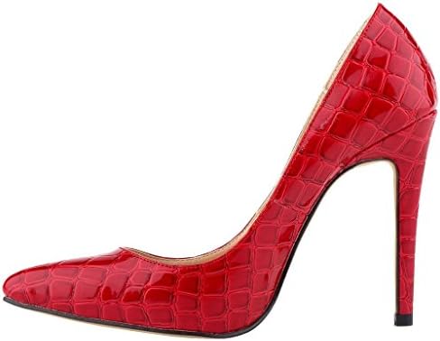 Han Jie Women's Red Texture Close Toe Stiletto Heel Pumps 10 M US