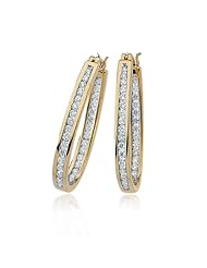 1 Carat, Channel Set Diamond Hoops - 14 Karat Yellow Gold