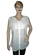 Classic Front Button White Sleeveless Embroidered Womens Fashion Tunic Tops M