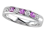 0.70 cts Round Diamond and Pink Sapphire Band - Platinum, 18kt White or Yellow Gold