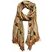 Classic Elegant Ladies Modern Dog Print Scarf Fringe in Beige, Tan Brown by Bucasi