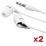 2 Pair White Headphones Earphone Earbuds For Ipod® Touch