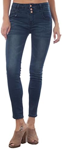 Product of Society High Waist Womens Skinny Stretch Jeans (Medium-08, Navy Blue)