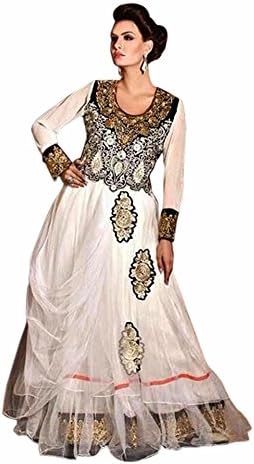 INMONARCH Womens Ultimate Look White Net Gown GRD894 unstitched
