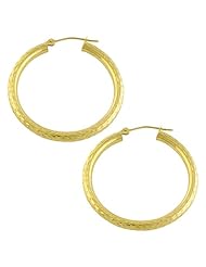 14 Karat Yellow Gold Diamond-Cut Hoop Earrings (38 mm)