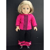 Pink and Black 2 Pc Pant Set with Zig Zag Details Shoes Sold Seperately Designed for 18 Inch Doll Like the American Girl Dolls