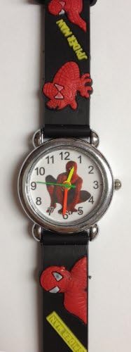 Spiderman Watch With Black or Blue Jelly Band - Children's Size (Black)