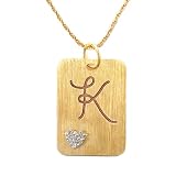 10K Gold Overlay Sterling Silver w  Diamond Accent K Initial Pendant