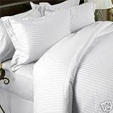Stripes White 600 Thread Count King/Cal king Duvet Cover Set 100 % Egyptian ....