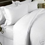 Stripes White 300 thread count Queen size 8pc Bed In A bag comforter set 100% Egyptian Cotton including sheet set+ duvet set +Down Alternative comforter By sheetsnthings