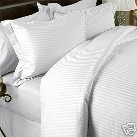 Stripes White 300 Thread Count King/Cal king Duvet Cover Set 100 % Egyptian Cotton 3pc comforter cover set with matching pillow shams