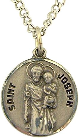Pewter Earthly Father Saint Joseph Medal with Prayer Card, 3/4 Inch