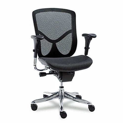 Alera EQ Series Ergonomic Multifunction Mid-Back Mesh Chair, Aluminum Base
