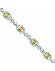Genuine .925 Sterling Silver Diamond & Citrine Bracelet 10.7 Grams . 100% Satisfaction Guaranteed.