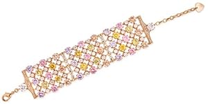 Kelley's Designer Inspired Bracelet Gold Plated Prong Set Multi-Gemstone Cubic Zirconia - Incl. ClassicDiamondHouse Free Gift Box & Cleaning Cloth