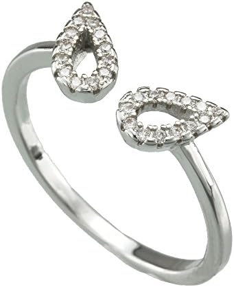 FM42 Silver-tone Micro Pave Clear Crystal Opera Masquerade Fox Mask Open Ring R1109 Size 5