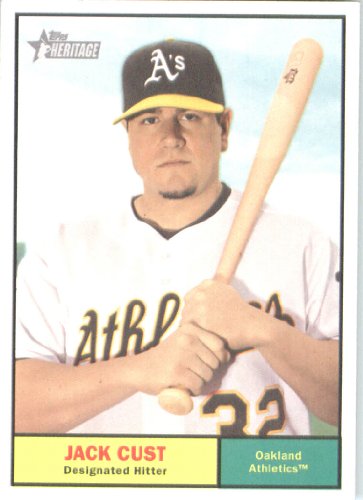 2010 Topps Heritage Baseball Card # 398 Jack Cust - Oakland Athletics - Mint Condition - MLB Trading Card Shipped In Protective ScrewDown Display Case!