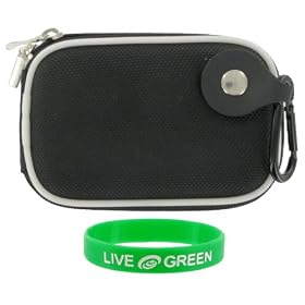 Nylon Hard Shell Carrying Case (Black) for Panasonic Lumix DMC-ZR1 Digital Camera Silver