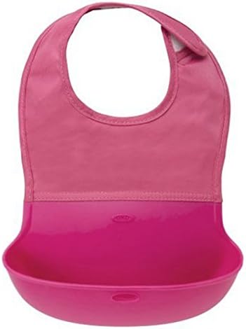 JT Tot Silicone Roll Up Bib with Comfort-Fit Fabric Neck, Pink (Pink)