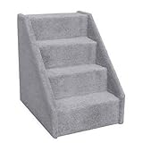 Wide Mini Pet Stairs 4-Step (Grey, 21 in. x 16 in. x 21 in. )