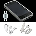 Clear Circle Design TPU Silicone Crystal Skin Case + Wall Charger +
 Car Charger for Apple iPhone 4 4th Generation with Shoe Silicone Pouch 
for Nike+ iPod Sensor