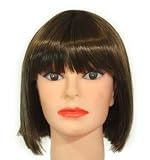 10 Short Black and Medium Golden Brown straight / bangs synthetic wigs