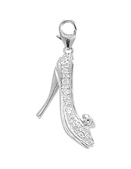 14K White Gold Diamond High Heeled Shoe Charm
