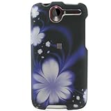 Hard Snap-on Shield RUBBERIZED BLACK With PURPLE FLOWERS Design Faceplate C ....