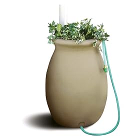 Algreen ALG81212 50Gal Rain Barrel Sandalwood with 4 ft. Garden Hose
