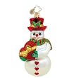 Christopher Radko Glass Heart For A Cure Snowman Christmas Ornament #1015690