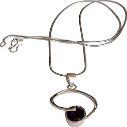 Sterling Silver Amethyst Pendant with Chain 1 Inches