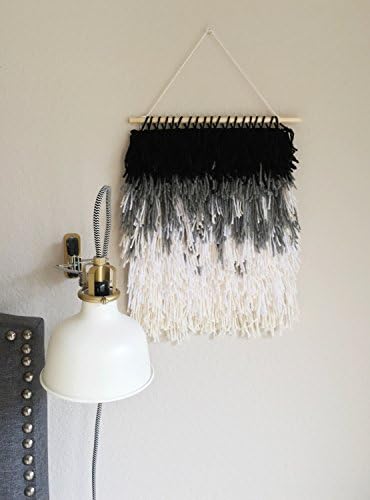 Woven Wall Hanging, Black and White Ombre