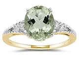 Oval Cut Green Amethyst & Diamond Ring in Yellow Gold