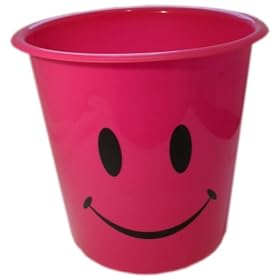 Bright Pink Neon Fun Smiley Face Waste Paper Bin