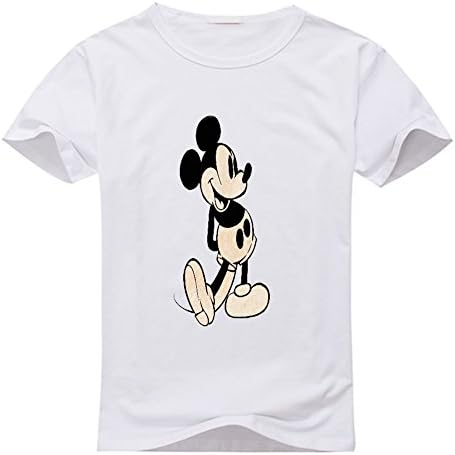 Youcshi Kid's Mickey Mouse Crew Neck Tee Shirt Small White
