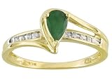 10KT .38CT EMERALD WITH DIAMOND ACCENT RING