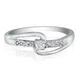 Beautiful Open Shank Diamond Promise Ring in 10K White Gold (sizes 4-10)