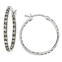 10k White Gold Brown Diamond w/ Black Rhodium Inside-Out Hoop Earrings