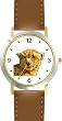 Cheetah Cat - WATCHBUDDY&reg; DELUXE TWO-TONE THEME WATCH - Arabic Numbers - Brown Leather Strap-Children's Size-Small ( Boy's Size & Girl's Size )
